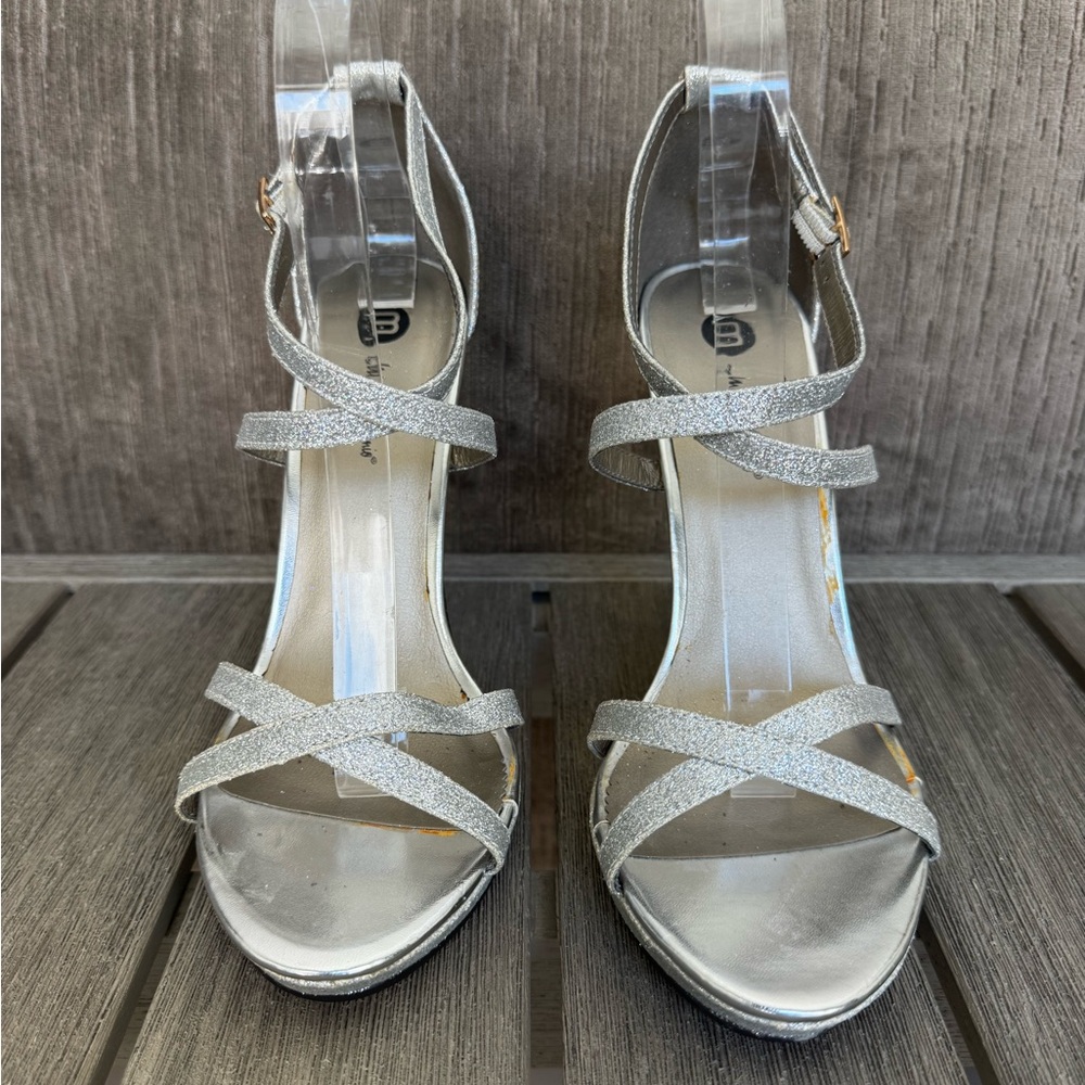Michael Antonio Silver Stiletto Heels